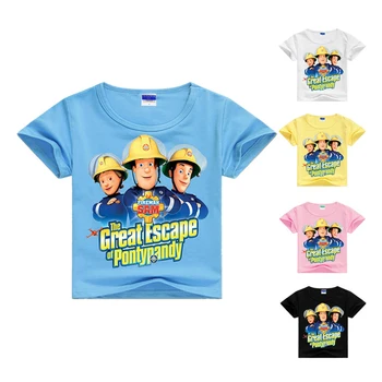 DLF/Летние Модные футболки с короткими рукавами для мальчиков от 2 до 16 лет, Топы для маленьких девочек, Детская футболка Fireman Sam, Детская футболка, Детская одежда