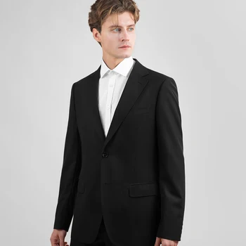 HELLEN & WOODY Мужские модные костюмы из 100% шерсти, куртка Высокого качества, деловой повседневный серый Блейзер, Роскошная мужская одежда