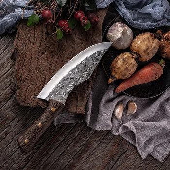 Настоящий Нож шеф-повара, Кухонный Тесак для мяса, Острый Фруктовый Нож, Фарфоровый Стальной Нож Ручной работы, Кухонный нож для мясника, Защитный чехол
