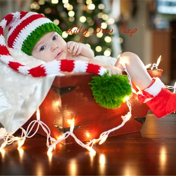 Рождественский костюм Одежда для фотосъемки новорожденных, вязаная крючком Шапка + брюки, 2 шт./компл., реквизит для фотосъемки, аксессуары, Одежда для младенцев