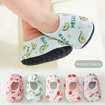 Унисекс, нескользящие носки для малышей, 0-24 м, Летние фруктовые жаккардовые тонкие носки, Хлопковые носки с дышащей сеткой, домашние детские носки