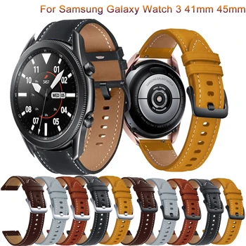 Новые ремешки из натуральной кожи для Samsung Galaxy Watch3 41-45 мм, сменный ремешок для Galaxy Watch 46 мм, аксессуары для наручных часов