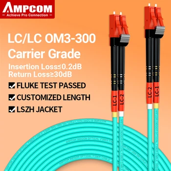 AMPCOM OM3 LC-LC UPC Волоконно-Оптический Патч-кабель Многомодовый Дуплексный MMF 50/125 мкм 10 Гбит/с, Нечувствительный К Изгибу Волоконно-оптический шнур 2,0 мм