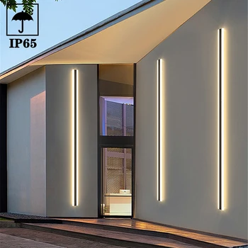 Минималистичный наружный светодиодный настенный светильник, линейный водонепроницаемый IP65, бра для крыльца, сад, балкон, забор, домашние длинные настенные светильники, светильник 110/220 В