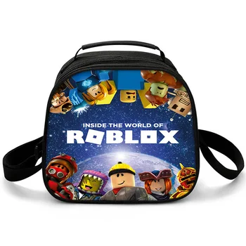 Сумка для ланча Roblox, сумка для пикника для учащихся начальной школы, Круглая сумка для льда, Сумка для еды с принтом Roblox, Переносная Мультяшная сумка для еды