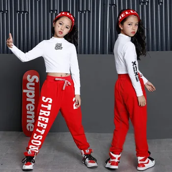 Новый Весенний Спортивный костюм для девочек, Хлопковые Уличные Комплекты Одежды для Детей, Подростковая Одежда для танцев в стиле хип-хоп, Комплект из двух предметов, Спортивный Костюм для Детей