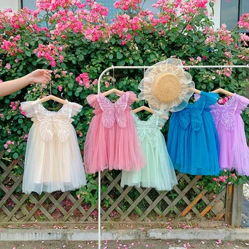 2023 Платье Принцессы в цветах Радуги, Бутик Для детей, Летняя Детская газовая юбка, Сказочное детское платье на День рождения для детей от 1 до 8 лет