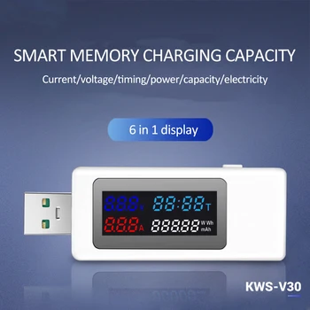 KWS-V30 USB Измеритель мощности, Тестер, Детектор мощности, Тестер емкости зарядного устройства, Измеритель Текущего напряжения, Тестер емкости аккумулятора