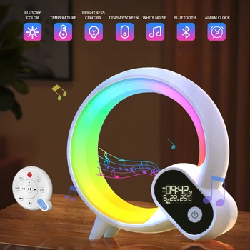 Новое приложение для управления светодиодной подсветкой Bluetooth Динамик RGB Настольная лампа с белым шумом Цифровой световой будильник Sunrise Wake Up