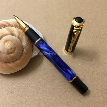 Шариковая ручка Jinhao 500 Classic Blue с металлической золотистой отделкой JR987