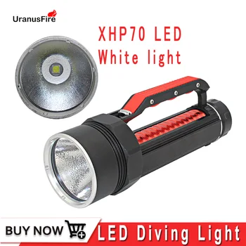 Фонарик для дайвинга XHP70 LED высокой яркости 5000 Люмен, подводный 100-метровый водонепроницаемый фонарь для дайвинга, белый светильник для дайвинга