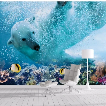 настенная бумага papel de parede para quarto Обои на заказ Белый медведь подводный мир ТВ настенные обои фрески behang tapety