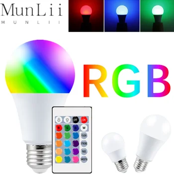 AC85-265V E27 Светодиодная RGB Лампа Прожекторная Лампа Bombillas LED 15 Вт 10 Вт 4 Вт ИК Пульт Дистанционного Управления Светодиодная Лампа Smart Led RGBW Лампа Домашнего Декора