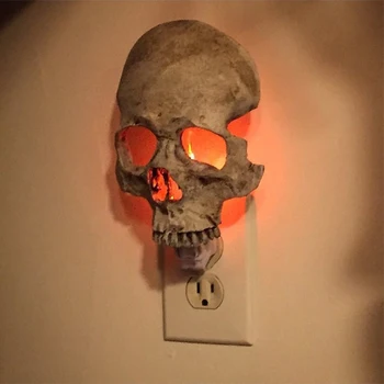 Реалистичный ночник с черепом Ручной работы, светильник с черепом, Готические свечи, Лампа, Встраиваемая в стену, Уникальный жуткий домашний декор для Хэллоуина