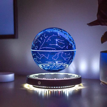 Новый Светодиодный Ночник с 3D Печатью, Креативная Сфера Звездного Света с Магнитной Левитацией, 10-Цветная Градиентная Вращающаяся Атмосферная Лампа, Подарок