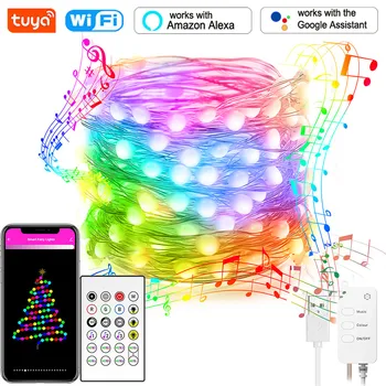 USB-светильник Tuya Smart Dreamcolor LED Fairy String Lights 10 м RGB Гибкая лента с пультом дистанционного управления Alexa Music Sync APP