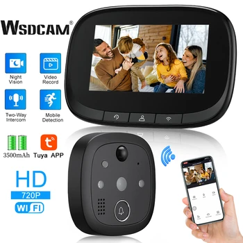 Wsdcam Tuya Умный WiFi Дверной Звонок с камерой 720P Видео Глазок для Двери 4,3 