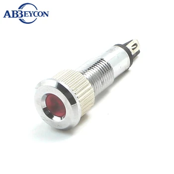 ABBEYCON 2V 3V 6V 12V 24V 36V 110V 220V Хромированная латунь 8 мм вогнутая водонепроницаемая светодиодная индикаторная лампа семафора