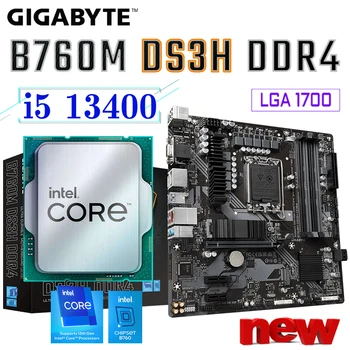Материнская плата Gigabyte B760M DS3H DDR4 LGA 1700 + Intel Core 13th i5 13400 С поддержкой D4 128 ГБ 5333 (O.C.) PCIe 4.0 M.2 Новая