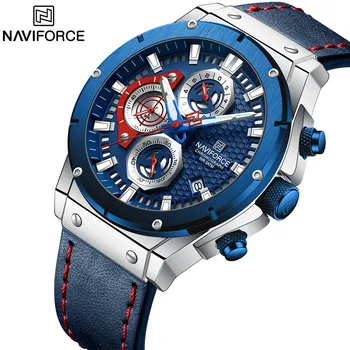 Мужские Часы NAVIFORCE Design с роскошным модным кожаным ремешком, многофункциональные кварцевые мужские наручные часы в подарок Relogio Masculino