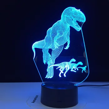 3D Светодиодный ночник, лампа, Команда Динозавров, Серия, 16 цветов, 3D ночник, настольные лампы с дистанционным управлением, игрушки, подарок для украшения дома для детей
