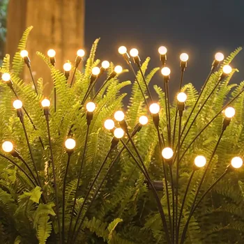 6 светодиодных ламп на солнечной энергии, Фейерверк, Светлячок, Уличные водонепроницаемые Садовые фонари на лужайке, Покачивающаяся лампа для декора балкона, Ландшафтные лампы, Рождество