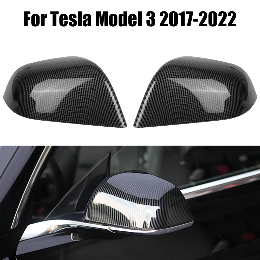 Автомобильные Аксессуары для Tesla Модель 3 2017-2022 2 шт. Сменная крышка бокового зеркала заднего вида из Углеродного волокна, крышка зеркала заднего вида из АБС 0