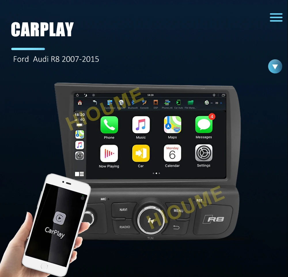 Автомобильный Мультимедийный плеер Android GPS Navi Радио Для Audi R8 V8 V10 2007-2015 с головным устройством Caprlay Android auto Video 1