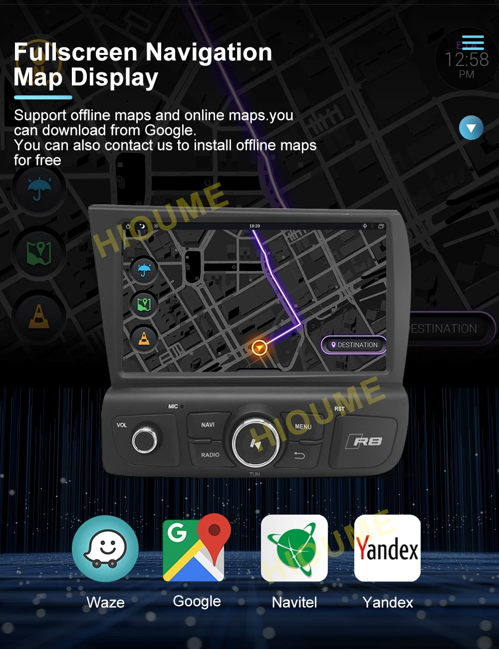 Автомобильный Мультимедийный плеер Android GPS Navi Радио Для Audi R8 V8 V10 2007-2015 с головным устройством Caprlay Android auto Video 2