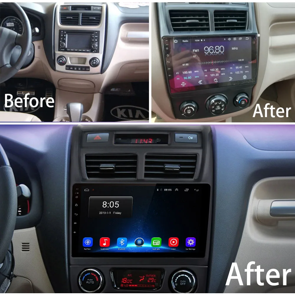Автомобильный мультимедийный плеер стерео GPS DVD радионавигация Android экран для Kia Sportage JE KM 2005 ~ 2010 1