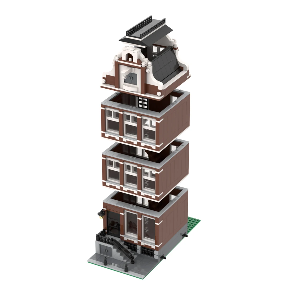 Авторизованный MOC-46108 935 шт. + Натуральное Модульное здание - Amsterdam Canal House Nr 1 Набор Строительных Блоков с Мелкими Частицами, Модель 2