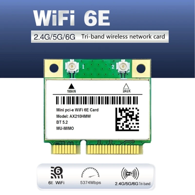 Адаптер Wi-Fi 5374M 6E mini PCI-E BT5.2 с трехдиапазонной беспроводной картой AX210HMW 3