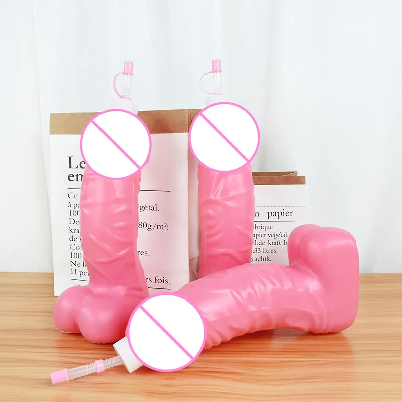 Большая бутылка для воды для пениса, Ярко-розовый Забавный Карнавальный реквизит, бутылка в форме мужских половых органов, Реквизит для девичника, принадлежности для ночного бара 2