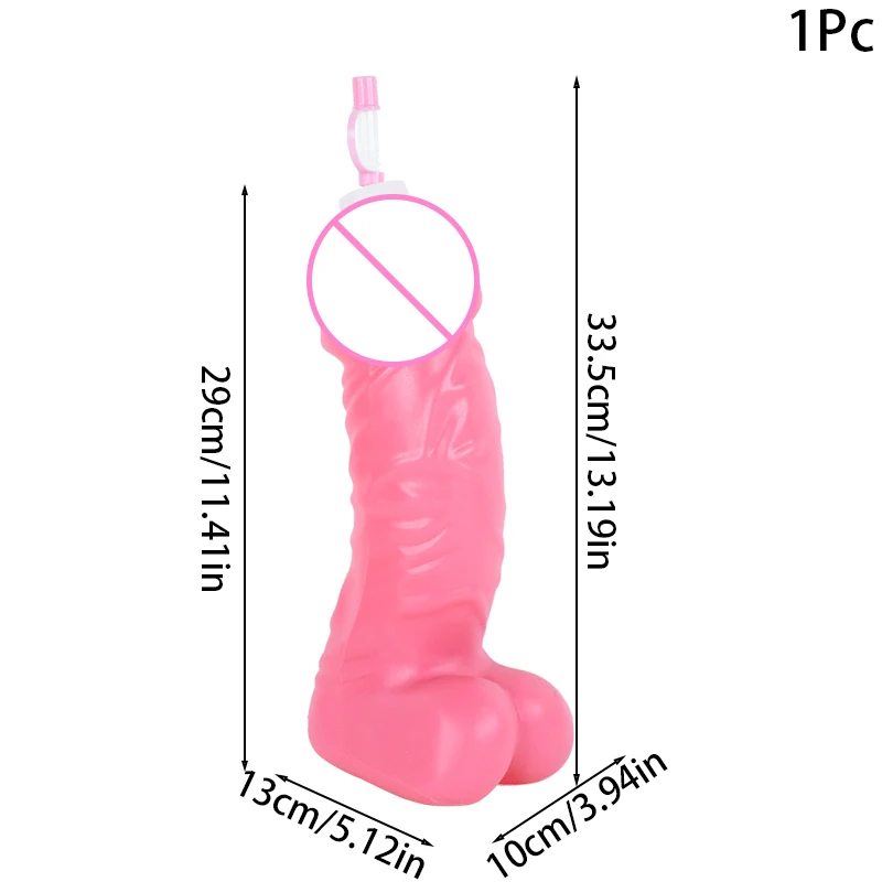 Большая бутылка для воды для пениса, Ярко-розовый Забавный Карнавальный реквизит, бутылка в форме мужских половых органов, Реквизит для девичника, принадлежности для ночного бара 5
