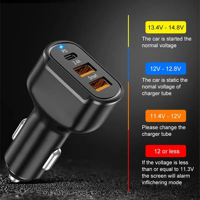 Быстрое автомобильное зарядное устройство USB C, 3 порта питания, автомобильный адаптер PD, беспроводное автомобильное зарядное устройство Мощностью 30 Вт, быстрая зарядка, мини-автомобильное зарядное устройство для Smart 2