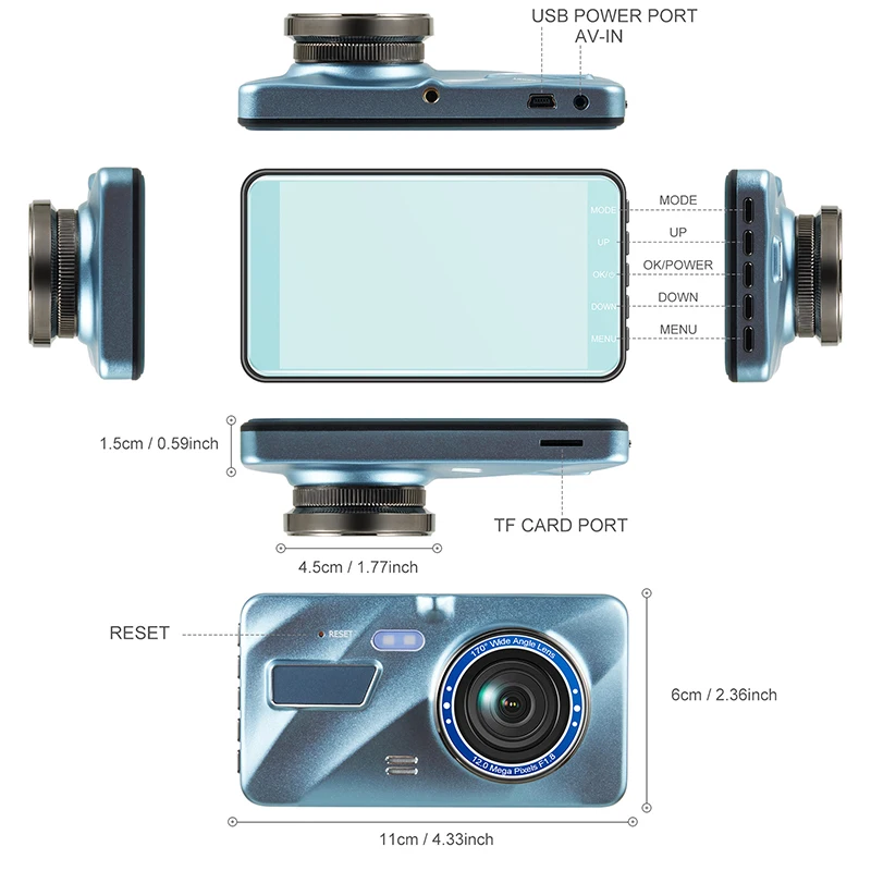 Видеорегистратор Dual Black Box Автомобильный Видеорегистратор FHD1080P Видеорегистратор передней и задней камеры автомобиля 3