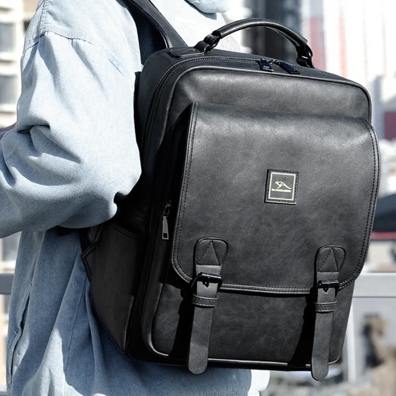 Винтажный мужской рюкзак большой емкости, USB зарядка, Мужской дорожный рюкзак, спортивные школьные сумки для мальчиков, сумка для ноутбука из искусственной кожи 3