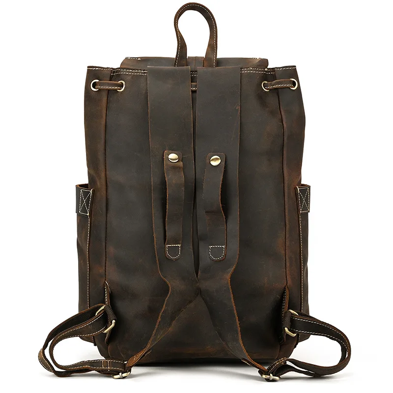 Винтажный мужской рюкзак из натуральной кожи для ноутбука, школьная сумка из воловьей кожи для подростков, кожаный рюкзак Crazy Horse, мужская школьная сумка 2
