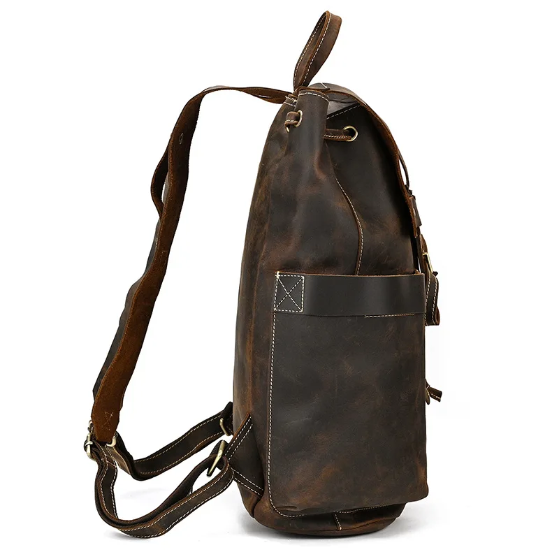 Винтажный мужской рюкзак из натуральной кожи для ноутбука, школьная сумка из воловьей кожи для подростков, кожаный рюкзак Crazy Horse, мужская школьная сумка 3