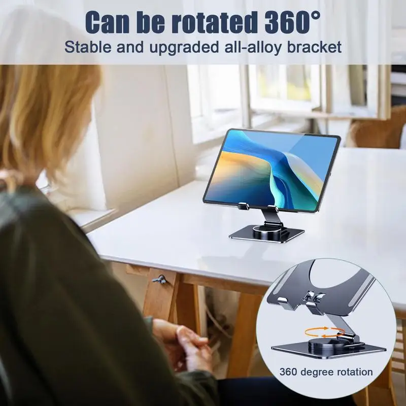 Вращающаяся подставка для планшета Держатель планшета для стола Кронштейн для планшета с регулировкой поворота на 360 градусов Силиконовая накладка Прекрасный дизайн 3