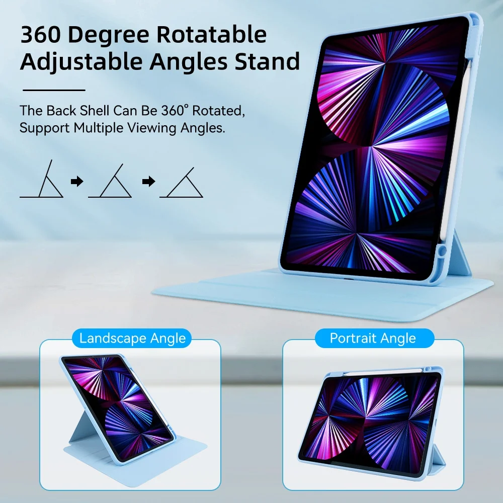 Вращающийся на 360 ° Чехол для iPad 10th 2022 10,9 Дюймов Pro 11 2022 M2 2021 Air 5 4 3 10,2 9th 8th 7th Mini 6 9,7 10,5 Чехол 1