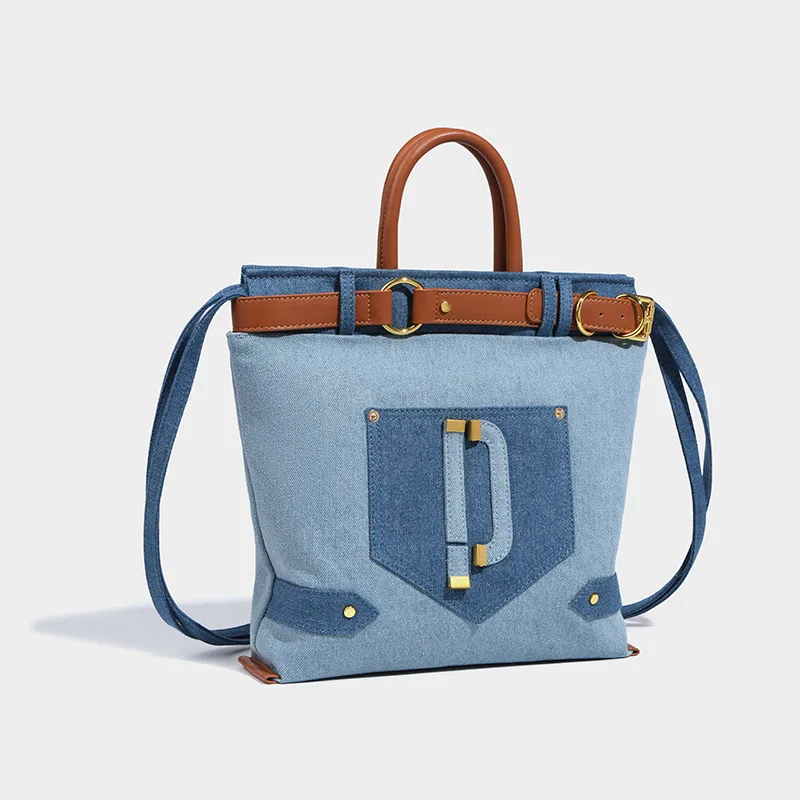 Высококачественная женская сумка-Мессенджер из денима большой емкости для поездок на работу через плечо 1
