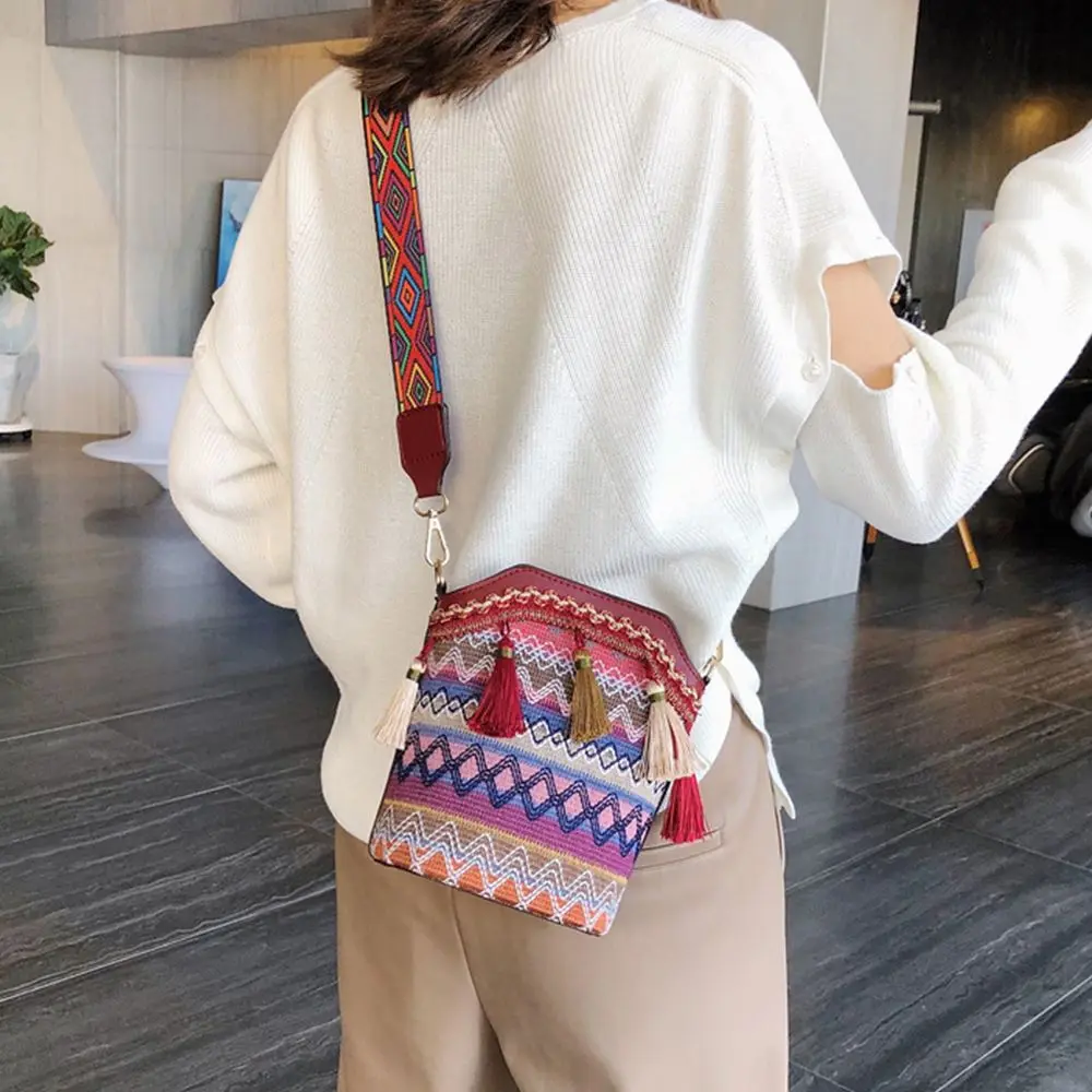 Геометрическая сумка, Тканая сумка в корейском стиле, Уличная сумка Большой Емкости, Богемная сумка через плечо, Женская сумка с бахромой 2