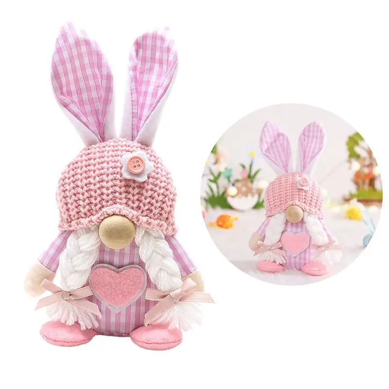 Гномы Пасхальный кролик Украшения для гномов Пасхальный гном Безликая плюшевая кукла ручной работы Spring Easter Rabbit Гномы для домашнего декора 0