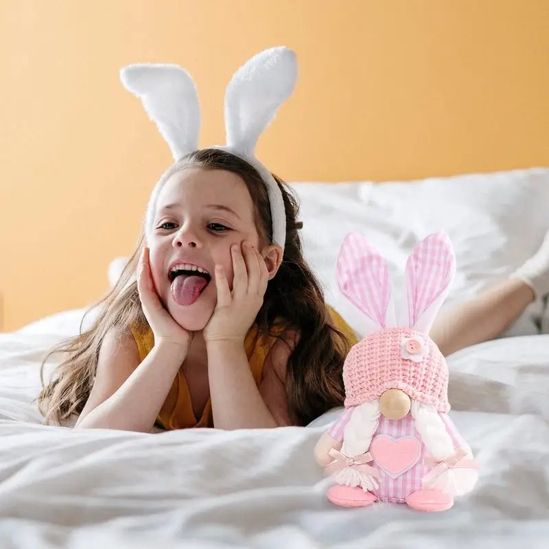 Гномы Пасхальный кролик Украшения для гномов Пасхальный гном Безликая плюшевая кукла ручной работы Spring Easter Rabbit Гномы для домашнего декора 5