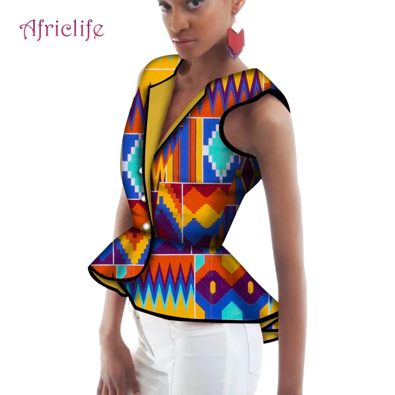 Дизайнерский мини-модный Женский топ, рубашка, Африканский женский модный жилет, Повседневный топ WY6018 0