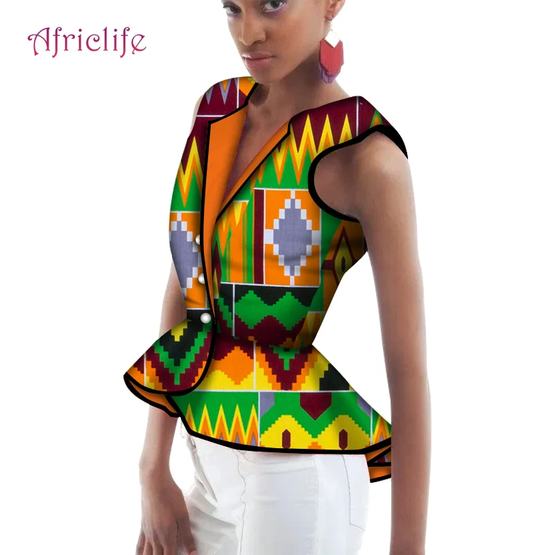 Дизайнерский мини-модный Женский топ, рубашка, Африканский женский модный жилет, Повседневный топ WY6018 1