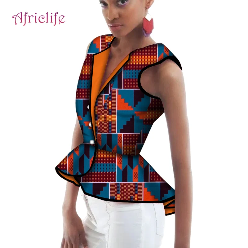 Дизайнерский мини-модный Женский топ, рубашка, Африканский женский модный жилет, Повседневный топ WY6018 2