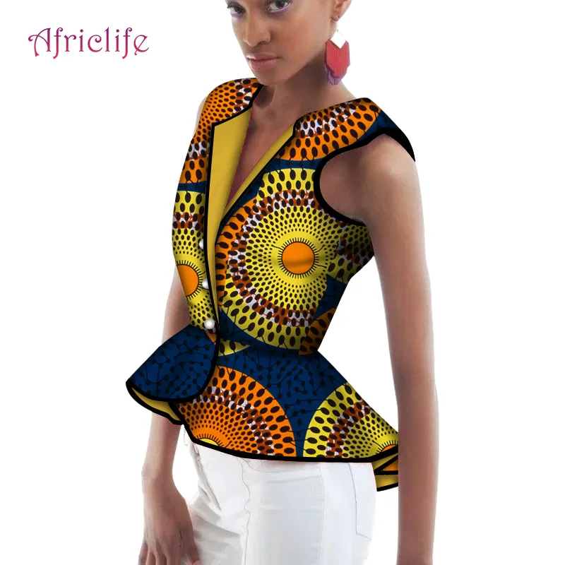 Дизайнерский мини-модный Женский топ, рубашка, Африканский женский модный жилет, Повседневный топ WY6018 5
