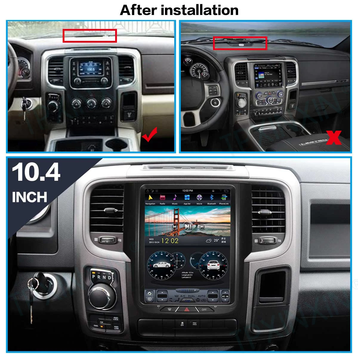 Для Dodge RAM 1500 2500 3500 2014 2015 - 2018 Android 9 Carplay Радиоплеер Автомобильный GPS Навигация Мультимедийное стерео Головное устройство 0